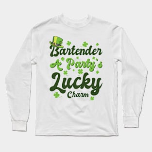 St. Patrick's Day Shamrock Clover Bartender Lucky Charm Long Sleeve T-Shirt